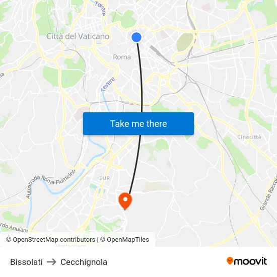 Bissolati to Cecchignola map