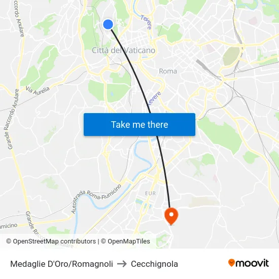 Medaglie D'Oro/Romagnoli to Cecchignola map