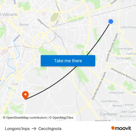 Longoni/Inps to Cecchignola map