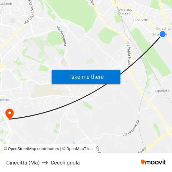 Cinecittà (Ma) to Cecchignola map