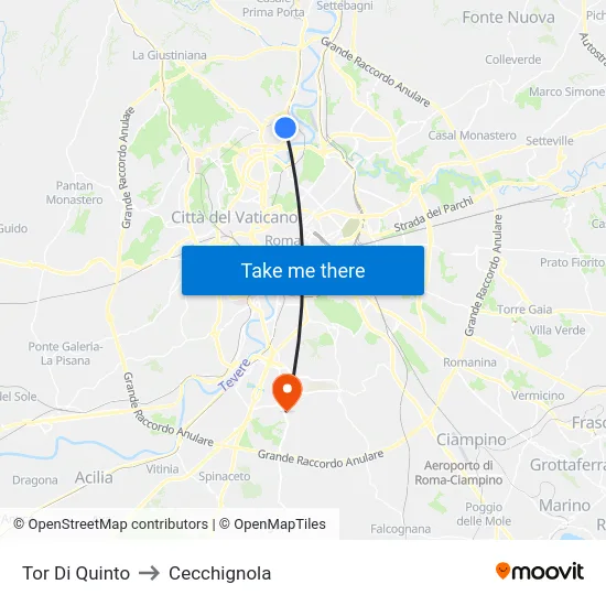 Tor Di Quinto to Cecchignola map