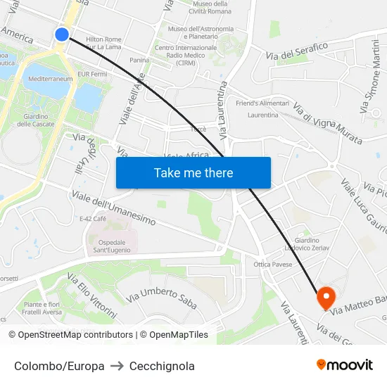Colombo/Europa to Cecchignola map