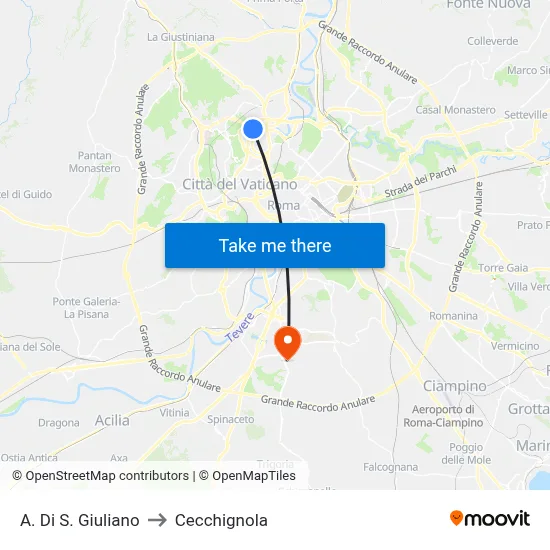A. Di S. Giuliano to Cecchignola map