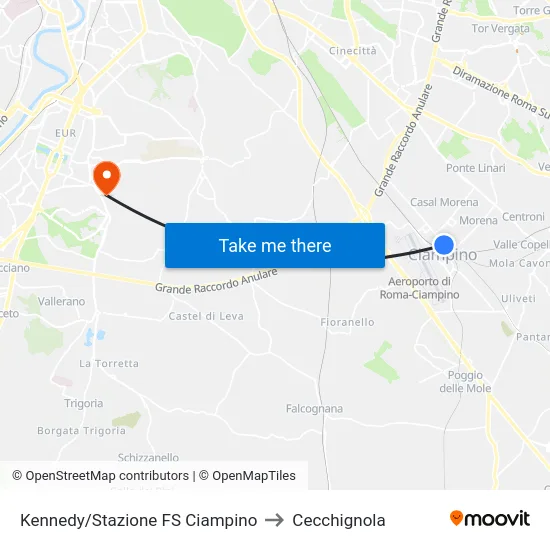 Kennedy/Stazione FS Ciampino to Cecchignola map