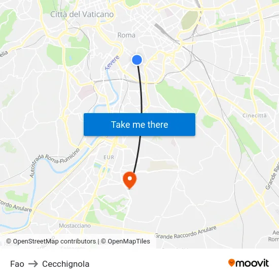 Fao to Cecchignola map