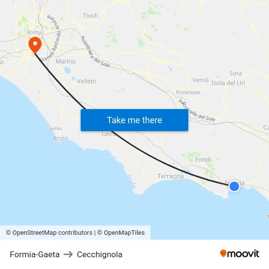 Formia-Gaeta to Cecchignola map