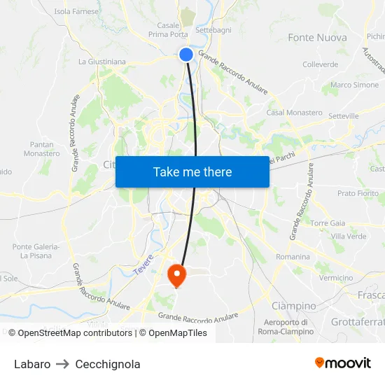Labaro to Cecchignola map