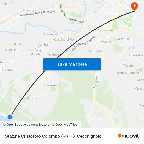 Staz.ne Cristoforo Colombo (Rl) to Cecchignola map