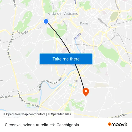 Circonvallazione Aurelia to Cecchignola map