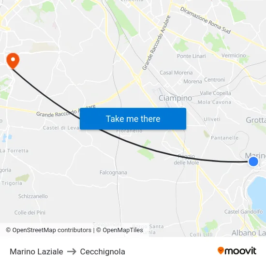 Marino Laziale to Cecchignola map