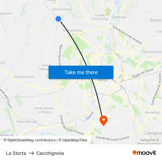 La Storta to Cecchignola map