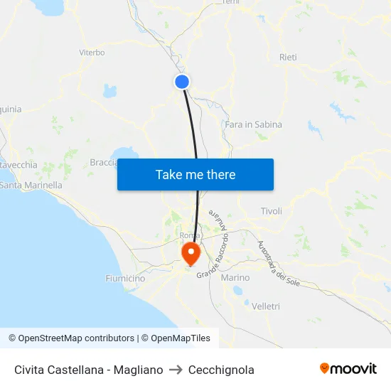 Civita Castellana - Magliano to Cecchignola map