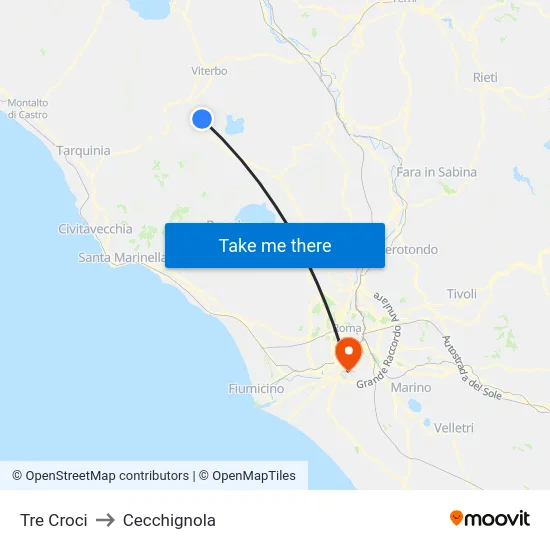 Tre Croci to Cecchignola map