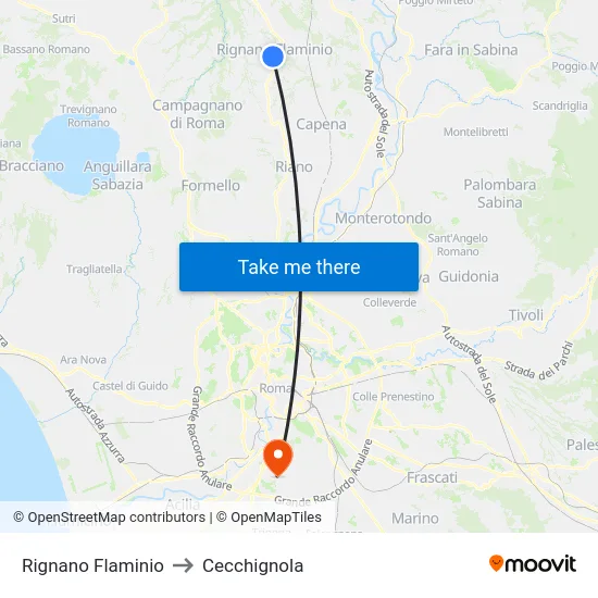 Rignano Flaminio to Cecchignola map