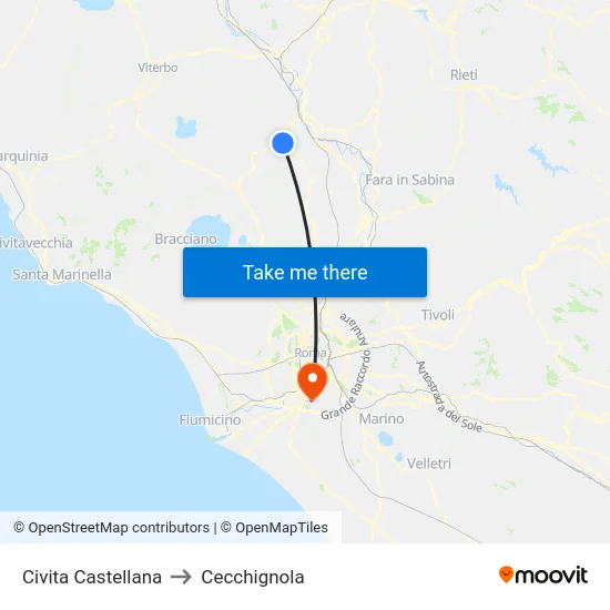 Civita Castellana to Cecchignola map