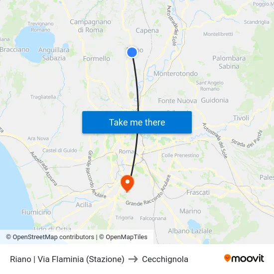 Riano | Via Flaminia (Stazione) to Cecchignola map