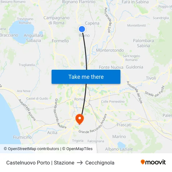 Castelnuovo Porto | Stazione to Cecchignola map
