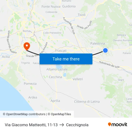 Via Giacomo Matteotti, 11-13 to Cecchignola map