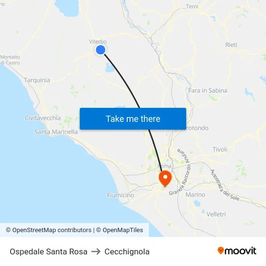 Ospedale Santa Rosa to Cecchignola map
