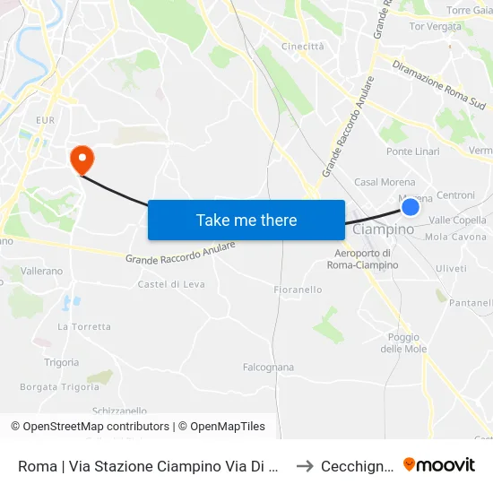 Roma | Via Stazione Ciampino Via Di Morena to Cecchignola map