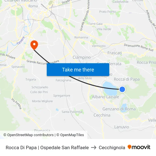 Rocca Di Papa | Ospedale San Raffaele to Cecchignola map
