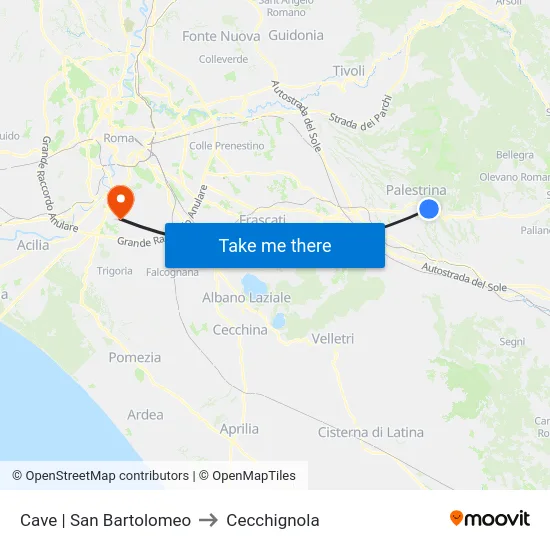 Cave | San Bartolomeo to Cecchignola map