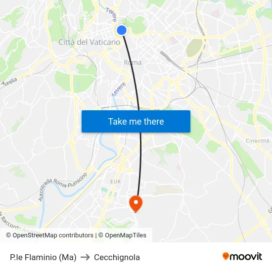 P.le Flaminio (Ma) to Cecchignola map