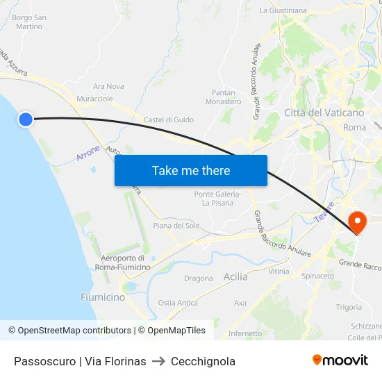 Passoscuro | Via Florinas to Cecchignola map