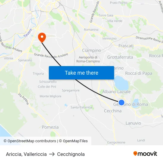 Ariccia, Vallericcia to Cecchignola map
