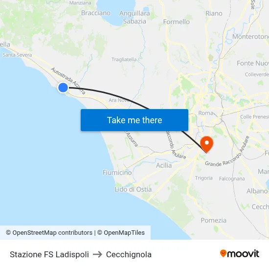 Stazione FS Ladispoli to Cecchignola map