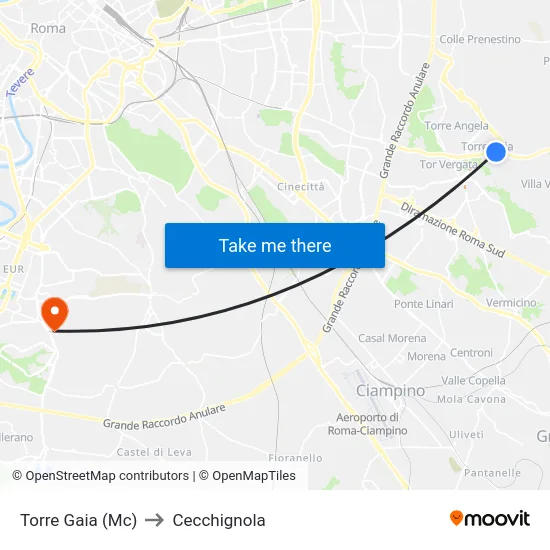 Torre Gaia (Mc) to Cecchignola map