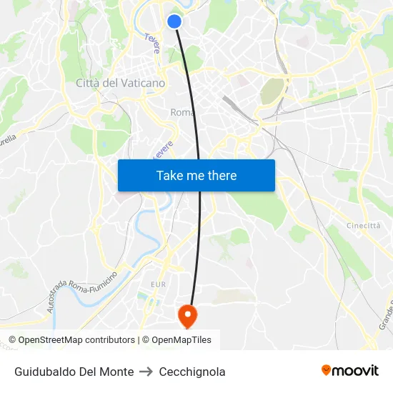 Guidubaldo Del Monte to Cecchignola map