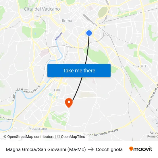Magna Grecia/San Giovanni (Ma-Mc) to Cecchignola map