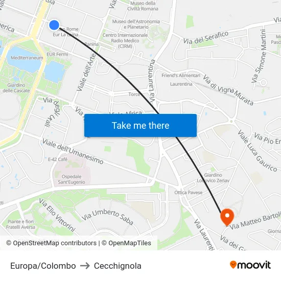 Europa/Colombo to Cecchignola map