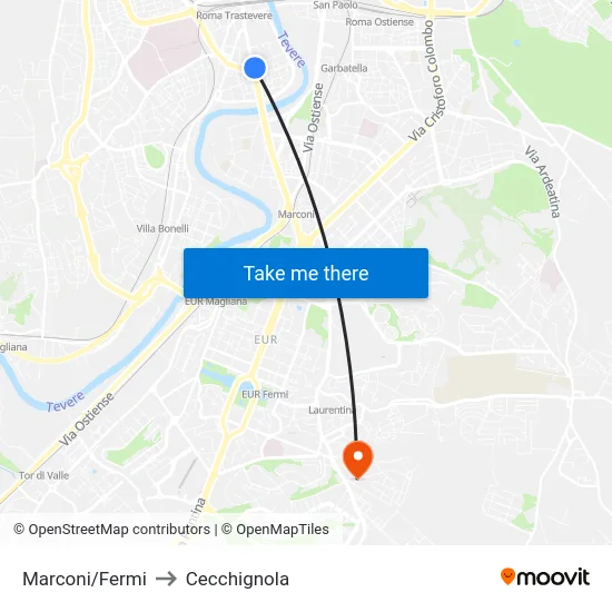 Marconi/Fermi to Cecchignola map