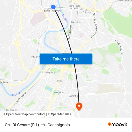 Orti Di Cesare (Fl1) to Cecchignola map