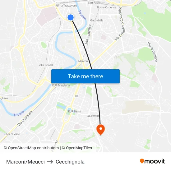 Marconi/Meucci to Cecchignola map