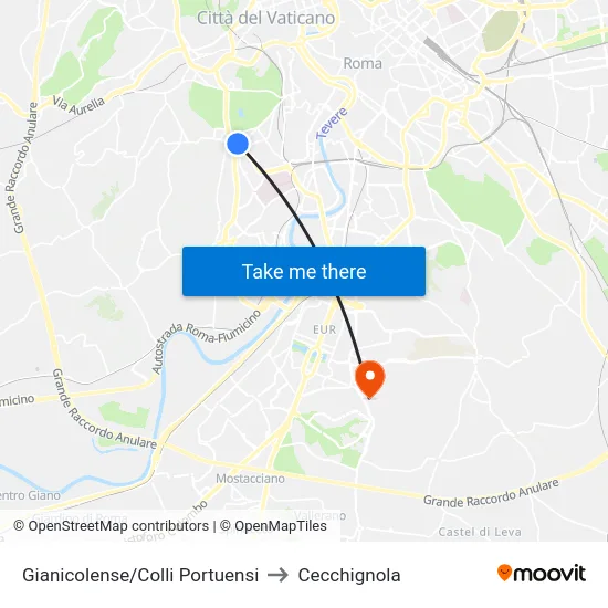 Gianicolense/Colli Portuensi to Cecchignola map