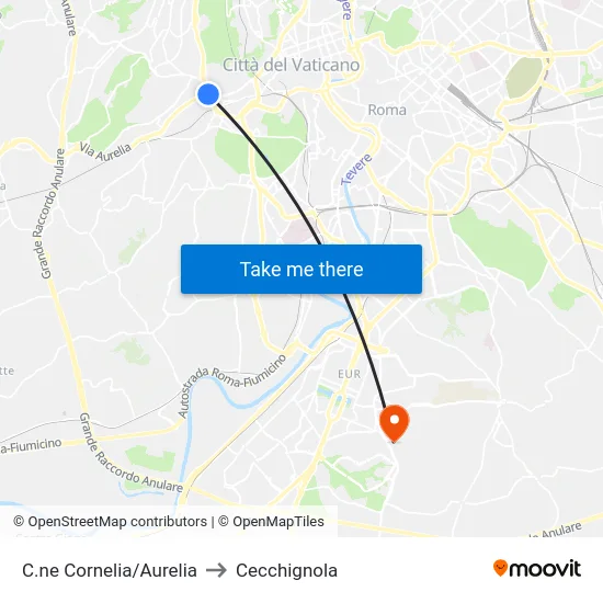 C.ne Cornelia/Aurelia to Cecchignola map