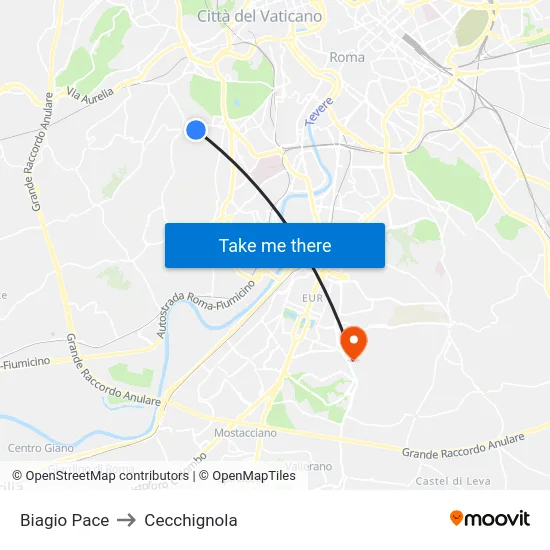 Biagio Pace to Cecchignola map