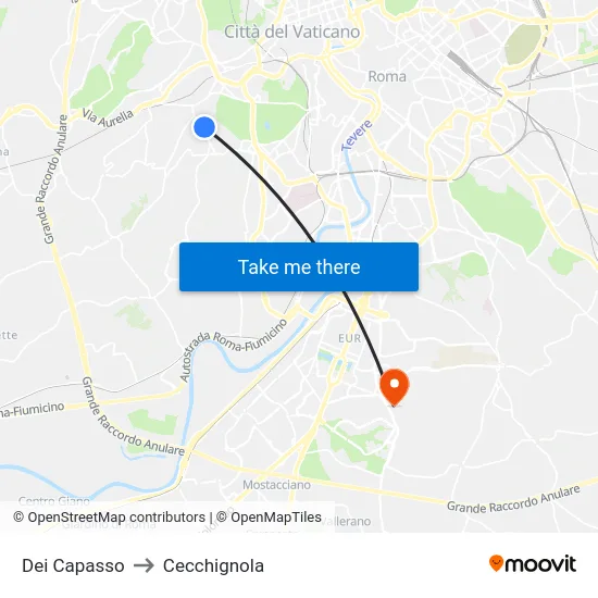 Dei Capasso to Cecchignola map