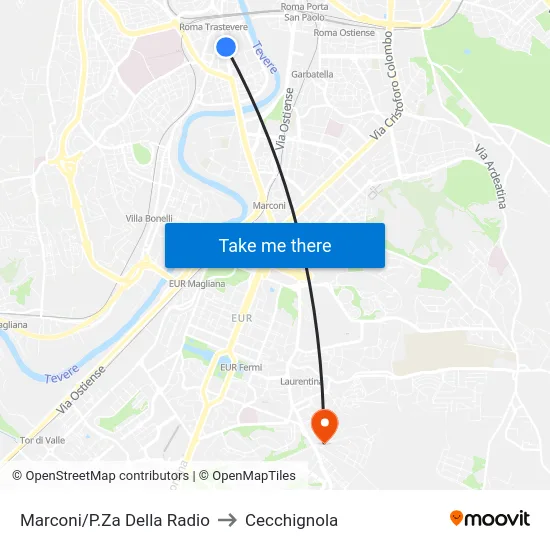Marconi/P.Za Della Radio to Cecchignola map