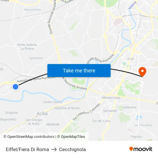 Eiffel/Fiera Di Roma to Cecchignola map
