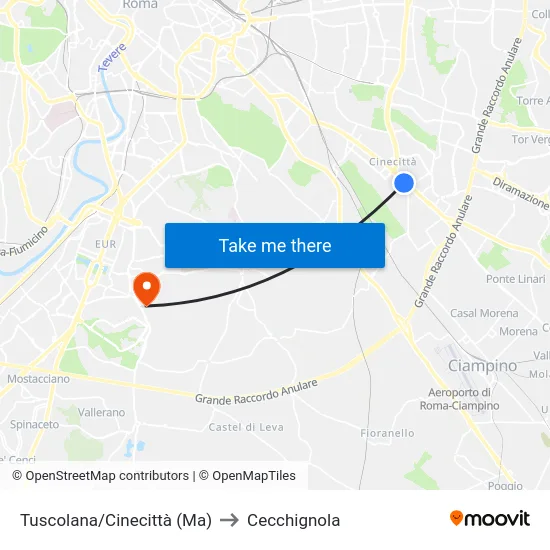 Tuscolana/Cinecittà (Ma) to Cecchignola map