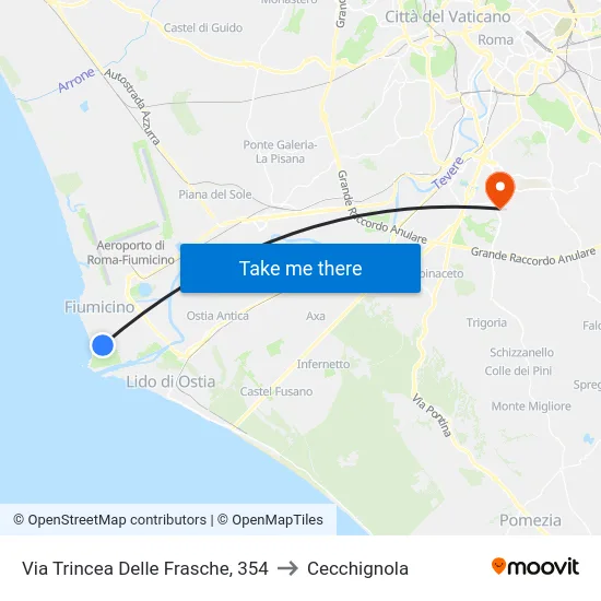 Via Trincea Delle Frasche, 354 to Cecchignola map