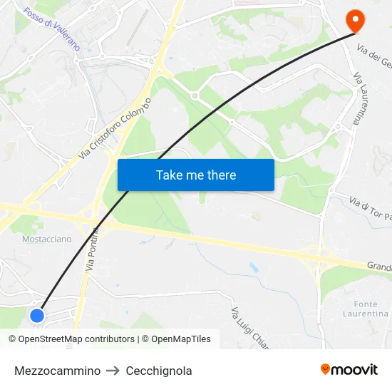 Mezzocammino to Cecchignola map