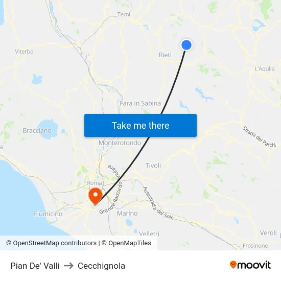 Pian De' Valli to Cecchignola map