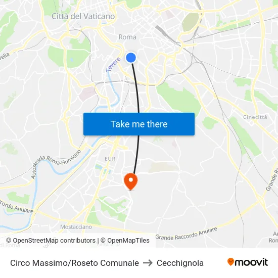 Circo Massimo/Roseto Comunale to Cecchignola map