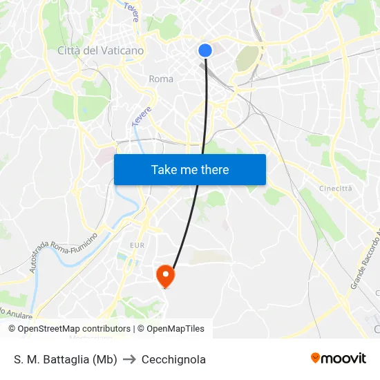 S. M. Battaglia (Mb) to Cecchignola map