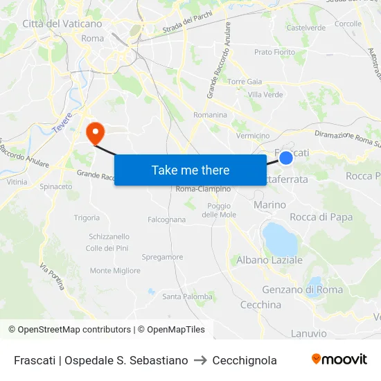Frascati | Ospedale S. Sebastiano to Cecchignola map